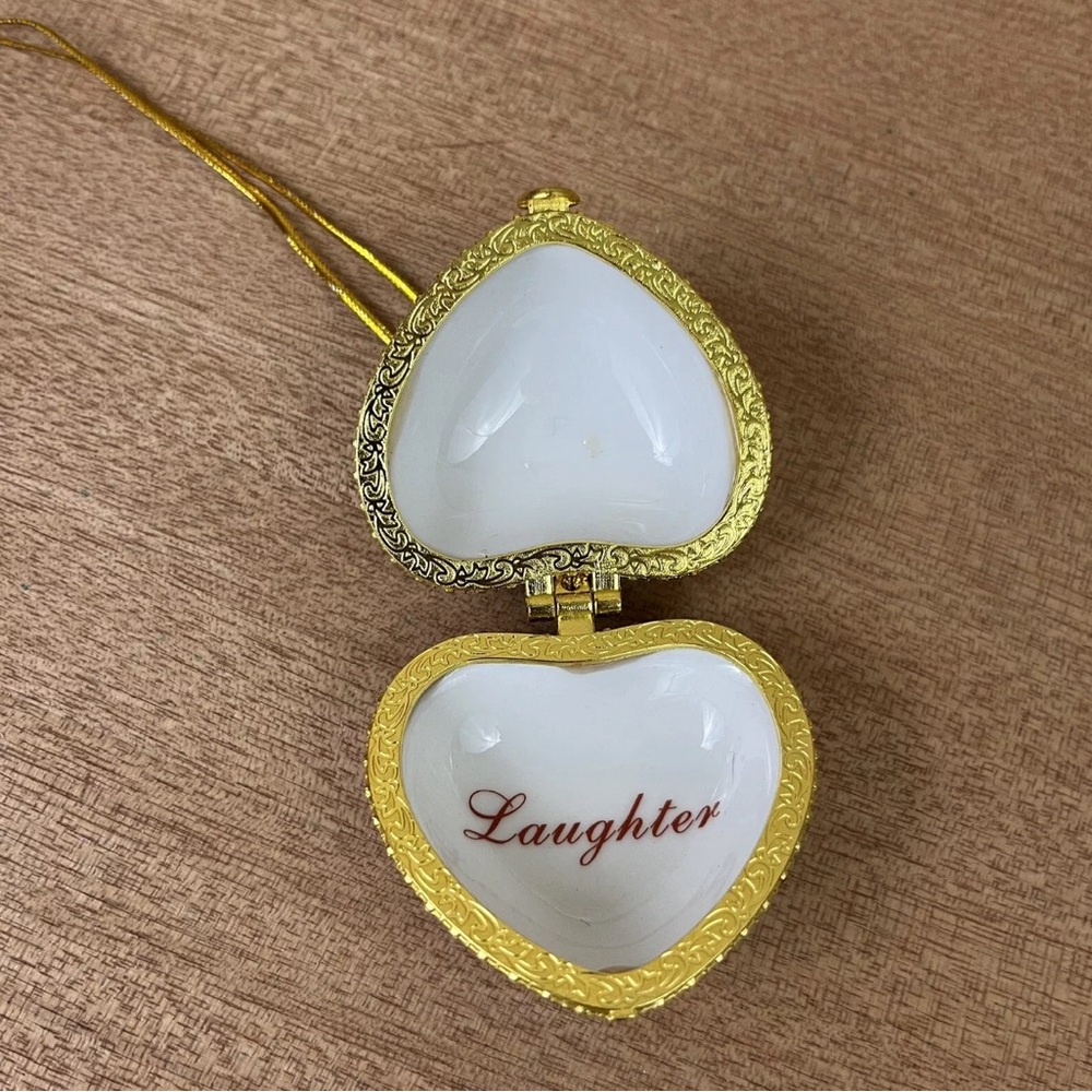 3 Valerie Parr Hill Porcelain Hearts Hope Peace Laughter Memory Trinket Ornament - Picture 9 of 12